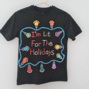 Children's Large Holiday Tee Shirt "I'm Lit For The Holidays" 10-12
